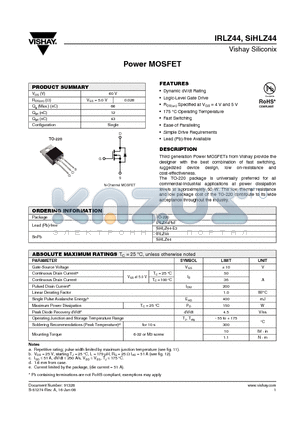 IRLZ44 datasheet - Power MOSFET