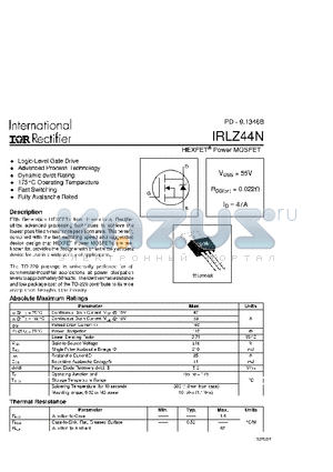 IRLZ44N datasheet - Power MOSFET(Vdss=55V, Rds(on)=0.022ohm, Id=47A)