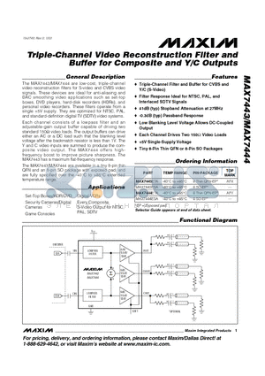 MAX7443 datasheet - Triple-Channel Video Reconstruction Filter and Buffer for Composite and Y/C Outputs