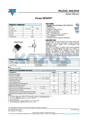 IRLZ44S datasheet - Power MOSFET