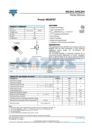 IRLZ44PBF datasheet - Power MOSFET