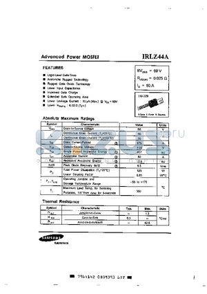 IRLZ44A datasheet - ADVANCED POWER MOSFET