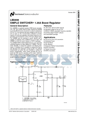 LM2698MM-ADJ datasheet - SIMPLE SWITCHER 1.35A Boost Regulator