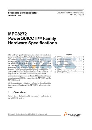 MPC8271VRI datasheet - PowerQUICC II Family Hardware Specifications