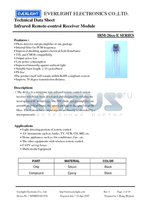 IRM-2656-E datasheet - Infrared Remote-control Receiver Module