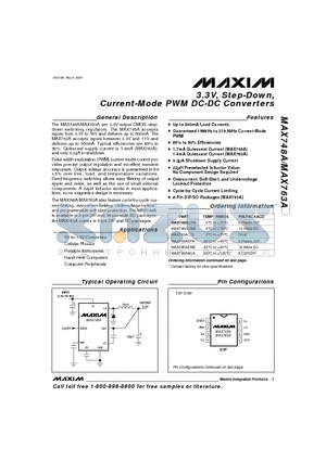 MAX748AEPA datasheet - 3.3V, Step-Down, Current-Mode PWM DC-DC Converters