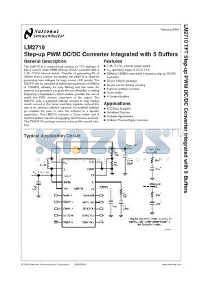 LM2710MT-ADJ datasheet - Step-up PWM DC/DC Converter Integrated with 5 Buffers