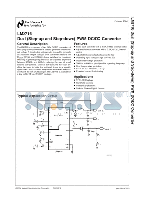 LM2716MTX-ADJ datasheet - Dual (Step-up and Step-down) PWM DC/DC Converter