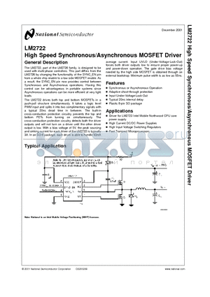 LM2722 datasheet - High Speed Synchronous/Asynchronous MOSFET Driver