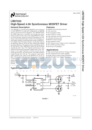 LM27222SDX datasheet - High-Speed 4.5A Synchronous MOSFET Driver