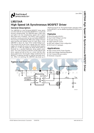 LM2724ALD datasheet - High Speed 3A Synchronous MOSFET Driver