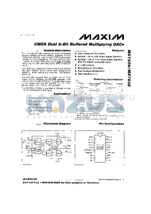 MAX7528UQ datasheet - CMOS Dual 8-Bit Buffered Multiplying DACs