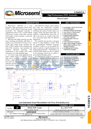 LX6512ACD datasheet - High Performance CCFL Controller