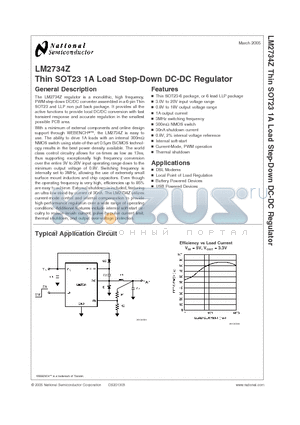 LM2734ZSDX datasheet - Thin SOT23 1A Load Step-Down DC-DC Regulator