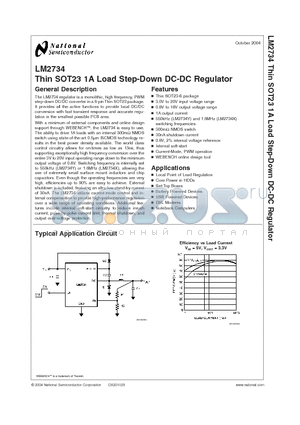 LM2734XMKX datasheet - Thin SOT23 1A Load Step-Down DC-DC Regulator