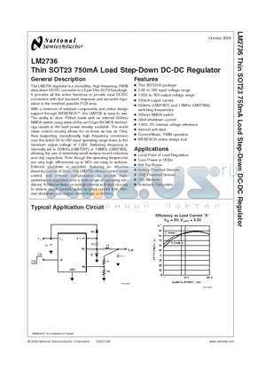 LM2736YMKX datasheet - Thin SOT23 750mA Load Step-Down DC-DC Regulator