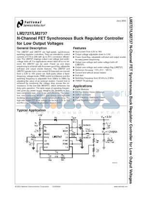 LM2737 datasheet - N-Channel FET Synchronous Buck Regulator Controller for Low Output Voltages