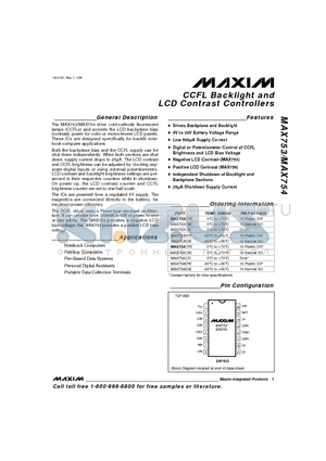 MAX753CSE datasheet - CCFL Backlight and LCD Contrast Controllers
