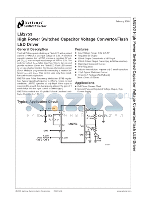 LM2753 datasheet - High Power Switched Capacitor Voltage Convertor/Flash LED Driver