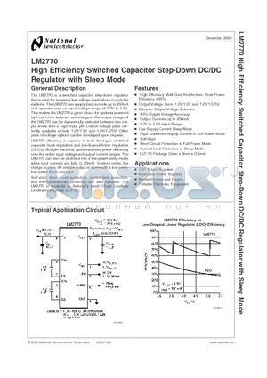 LM2770SDX-1215 datasheet - High Efficiency Switched Capacitor Step-Down DC/DC Regulator with Sleep Mode