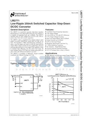 LM2771 datasheet - Low-Ripple 250mA Switched Capacitor Step-Down DC/DC Converter