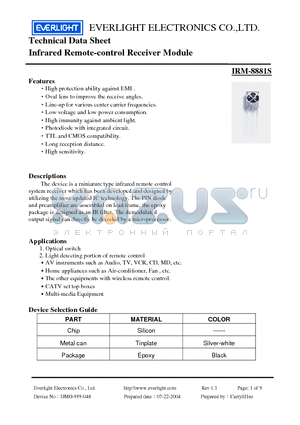 IRM-8881S datasheet - Infrared Remote-control Receiver Module