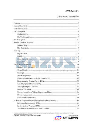 MPC82L52AE datasheet - 8-bit micro-controller