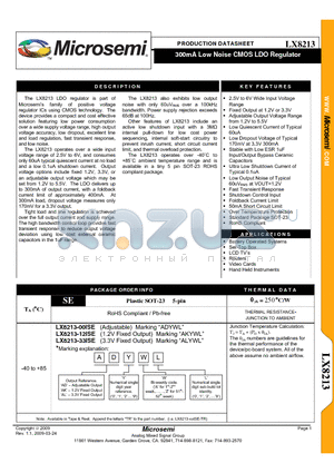 LX8213-33ISE datasheet - 300mA Low Noise CMOS LDO Regulator