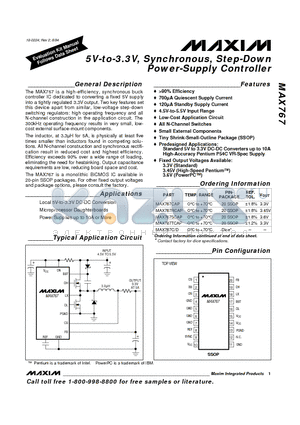 MAX767EAP datasheet - 5V-to-3.3V, Synchronous, Step-Down Power-Supply Controller
