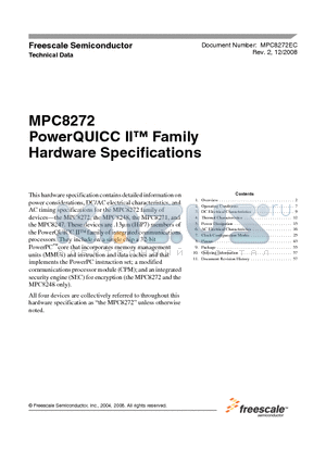 MPC82XXZQE datasheet - PowerQUICC II Family Hardware Specifications