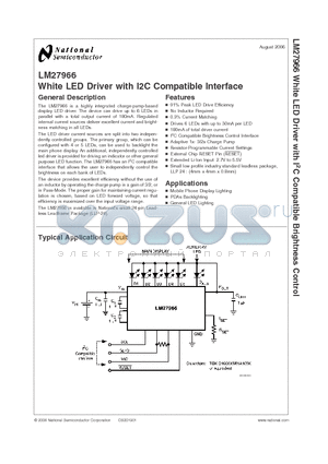 LM27966SQ datasheet - White LED Driver with I2C Compatible Interface