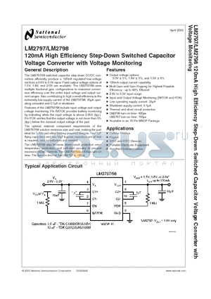 LM2797MMX-1.8 datasheet - 120mA High Efficiency Step-Down Switched Capacitor Voltage Converter with Voltage Monitoring