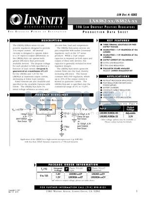 LX8382-00CV datasheet - 10 A LOW DROPOUT POSITIV E REGULATORS