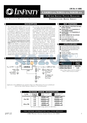 LX8383 datasheet - 7.5 A LOW DROPOUT POSITIVE REGULATORS