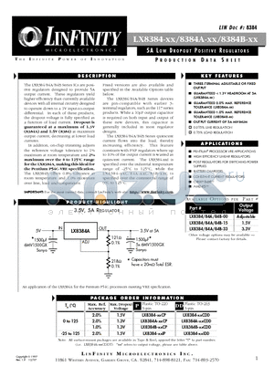 LX8384-00 datasheet - 5A LOW DROPOUT POSITIVE REGULATORS