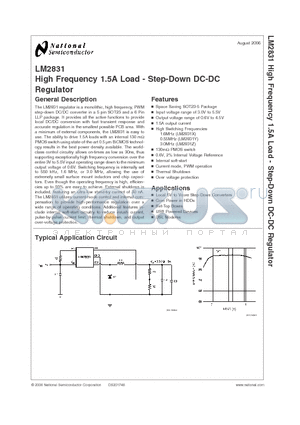 LM2831ZMF datasheet - High Frequency 1.5A Load - Step-Down DC-DC Regulator