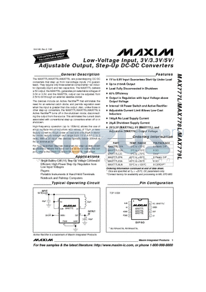 MAX777LMJA datasheet - Low-Voltage Input, 3V/3.3V/5V/ Adjustable Output, Step-Up DC-DC Converters