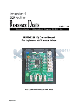 IRMD2231Q datasheet - Demo Board For 3-phase / 380V motor drives