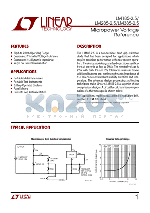 LM285-2.5 datasheet - Micropower Voltage Reference