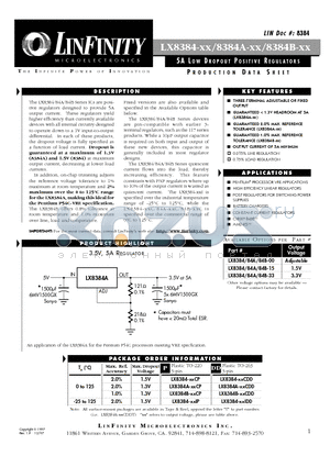 LX8384A-15CDD datasheet - 5A LOW DROPOUT POSITIVE REGULATORS