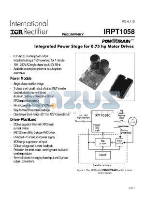 IRPT1058 datasheet - Integrated Power Stage for 0.75 hp Motor Drives