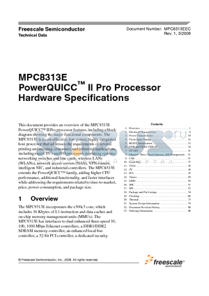MPC8313E_08 datasheet - PowerQUICC II Pro Processor Hardware Specifications