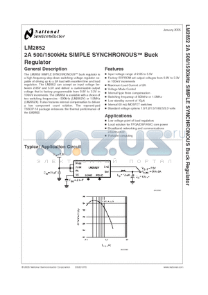 LM2852XMXAX-1.2 datasheet - 2A 500/1500kHz SIMPLE SYNCHRONOUS Buck Regulator