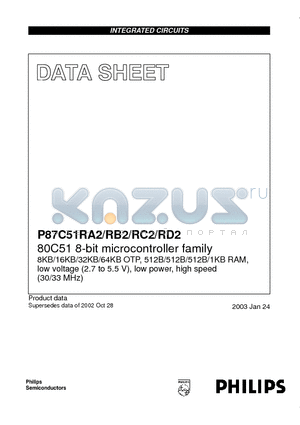 P87C51RC2 datasheet - 80C51 8-bit microcontroller family