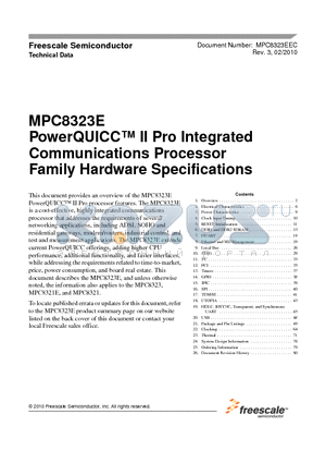 MPC8323EEC datasheet - PowerQUICC II Pro Integrated Communications Processor Family Hardware Specifications