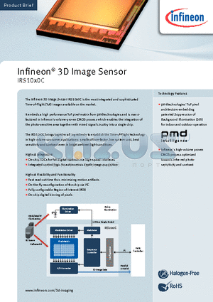IRS1010C datasheet - Most integrated and sophisticated Time-of-Flight (ToF) imager available on the market.
