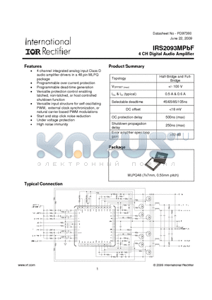 IRS2093M datasheet - 4 CH Digital Audio Amplifier