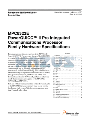MPC8323ZQAFDCA datasheet - PowerQUICC II Pro Integrated Communications Processor Family Hardware Specifications