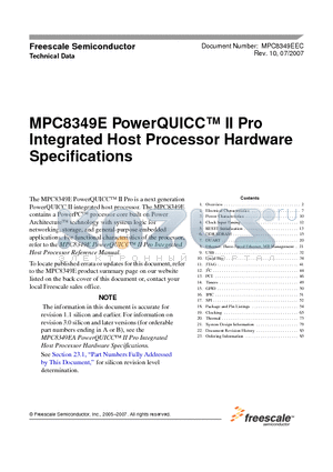 MPC8349E_07 datasheet - PowerQUICC II Pro Integrated Host Processor Hardware Specifications