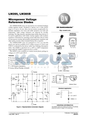 LM285Z-2.5 datasheet - Micropower Voltage Reference Diodes